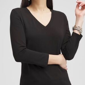 Women’s 3/4 Sleeve Perfect Tee in black Chico’s